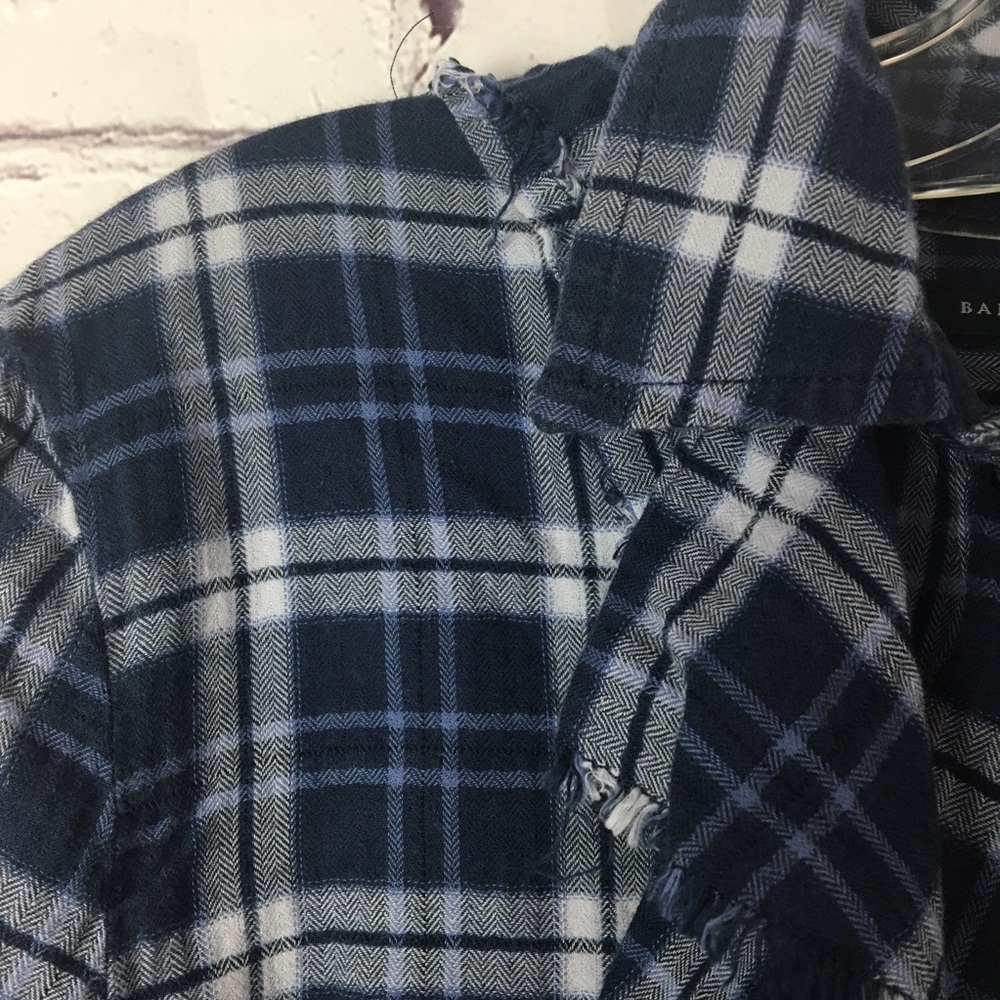 Banana Republic Blue Plaid Flannel Ruffle Shirt - Picture 6 of 16